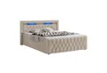 Juskys Polsterbett Leona, 180x200 cm, Boxspringbett-Optik, Samt-Bezug, LED-Licht, H4 Matratze