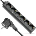 6 Fach Steckdosenleiste Flachstecker Mehrfachsteckdose Stromleiste 1,4m Kabel