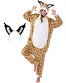 corimori Flauschiges Luchs-Kostüm für Erwachsene mit Haarreif | Karneval Kostüm Onesie für Damen, Herren | Körpergröße 170-180cm