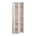 Forte ALICE SPRINGS Vitrinenschrank 70 80, modern-minimalistisch, 10 Einlegeböden, 2-türig, Wohnzimmer/Schlafzimmer, Holzwerkstoff, Kaschmir Beige, 74,5 cm breit x 214,3 cm hoch x 34,9 cm tief