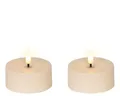 Lumineo Solar LED Teelicht Outdoor 7x3,2cm Kunststoff - flackernde Flamme Effekt - Outdoorkerzen batteriebetrieben - Flammenlose Kerzen als Tischkerzen Dekokerzen Kunstkerzen - Creme Warmweiß