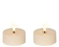 Lumineo LED-Kerze, Solar LED Teelicht 7x3cm Outdoor Kunststoff 2 Stk. Creme / Warmweiß