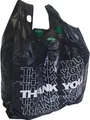 Trendsky 500x Tragetüte schwarz Hemdchentragetasche Tragetasche Plastiktüte Thank You 54x28+12cm, 24my, 15l, Tüte für Laden Kiosk