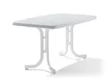 Sieger 153/W Boulevard-Klapptisch mit mecalit-Pro-Platte 150 x 90 cm, Stahlrohrgestell weiß, Tischplatte Marmordekor weiß