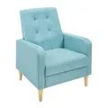 WOLTU Ohrensessel, mit Armlehnen Massivholzbeinen, Sessel Wohnzimmer, Schlafzimmer, Balkon, modern, Leinenbezug, Blau