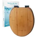sanicomfort Bambus WC-Sitz Mit Absenkautomatik – Toilettendeckel Aus Echtholz, Soft-Close, Belastbar Bis 150 kg, Universell Passend, dark - Schwarz