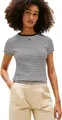 Tommy Jeans Damen Tjw Slim Essential Rib Ss EXT Dw0Dw17383 S/S T-Shirt, Schwarz (Black/Ecru Stripe), 3XL