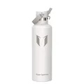 Super Sparrow Edelstahl Trinkflasche Kinder - 18/10 Ultraleicht Thermobecher - 1L - Standardmund Stroh-Deckel - BPA-Frei Thermoskanne, Thermosflasche für Sport, Travel, Schule, Outdoor, Büro