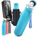 Vezato Trinkflasche Edelstahl - BPA-freie Isolierflasche 750 ml - Auslaufsichere Wasserflasche mit doppelter Isolierung - Thermosflasche spülmaschinenfest - Für Kohlensäure geeignet - Nachhaltig