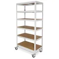BRB Regalwagen/Kommissionierregal mit 6 Ebenen, Tragkraft 200 kg, BxTxH 900x500x1920 mm, lichtgrau