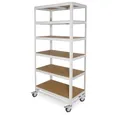 BRB-Lagertechnik Regaltransportwagen Kommissionierregal mit 6 Ebenen, BxTxH 900x500x1920 mm, Regalwagen/Kommissionierregal/Etagenwagen