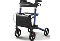 ELONEO Rollator leicht und faltbar mit Sitz, Gehhilfe 8-fach höhenverstellbar, Komfort-Sitz mit Stockhalter, Einkaufstasche & Rückengurt