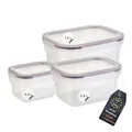 Engelland - 3er Set Aufbewahrungsdosen mit Deckel, luftdicht, auslaufsicher, stapelbar, Vorratsdose, BPA-frei, Kunststoff, verschiedene Größen, 0,4 L / 0,8 L / 1,5 L, transparent