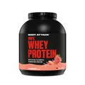 Body Attack 100% Whey Protein Strawberry, 2 kg - extra cremiges Eiweißpulver mit Hydrolysat und BCAA´s, unterstützt Muskelaufbau und Diäten, für alle Sportler & Athleten