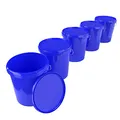 5X Eimer mit Deckel 16 Liter Blau- lebensmittelecht luftdicht und stabil, Leer Eimer mit Griff und Verschluss Deckel für Lebensmittel Chemie Wand Farbe Waschpulver Klebstoffe geeignet