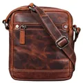 STILORD Pepe Vintage Schultertasche Herren Leder klein Umhängetasche für Männer kompakte Cross Body Bag mit Schultergurt und Reißverschluss aus echtem Leder Farbe:Milano - braun