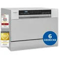 Exquisit Geschirrspüler GSP5206-030D silber | Spülmaschine 55 cm | ECO-Modus | Maßgedecke: 6 | Standgerät - Silber