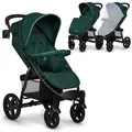 LIONELO Annet Buggy bis 22 kg mit Liegefunktion, Kinderwagen klein zusammenklappbar mit Zubehör, Moskitonetz, Fußdecke Getränkehalter, Korb - Grün
