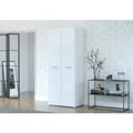 Schwebetürenschrank Kleiderschrank Schrank Garderobe Franco (Weiß/Weiß) 80cm - Weiß