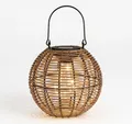 formano LED Laterne Solarlaterne Garten LED Metall 19 cm Rattan-Optik warmweiß Licht IP44, LED fest integriert