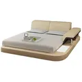JVmoebel Kunstlederbett Designer Bett Polsterbett Luxusbett Doppelbett Ehebett Betten (1-tlg., Bett LB8806), Made in Europa beige 181 cm x 251 cm x 78 cm