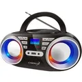 Cyberlux CL-800 CD-Player mit LED-Discolichter CD/MP3/USB Radio Schwarz/Silber