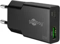 goobay 25W USB C GaN Ladegerät, Super Slim Dual Port Netzteil mit Power Delivery & Quick Charge, Flaches Schnellladegerät für iPhone 15/14, Samsung Galaxy S24/S23, iPad, Tablet - Schwarz - 75733