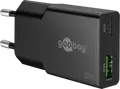 GOOBAY 75733 - USB-Ladegerät dual, 25 W, 1x USB-C PD 1x USB-A QC, GaN, schwarz