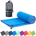 Fit-Flip Mikrofaser Handtuch - kompakte Microfaser Handtücher - ideal als Sporthandtuch, Reisehandtuch, Strandtuch - schnelltrocknend und leicht - Badetuch groß (90x180cm, Blau)