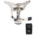 FoxOutdoor Gaskocher Gaskocher klappbar klein mit Piezo-Zündung, (Packung), Edelstahl Brenner mit klappbarem Topfständer
