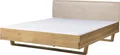 MASSIVMOEBEL24 Bett Fichte 140x200x85 natur gebeizt / geölt, Kopfteil beige FICHTELBERG #137
