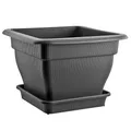 BURI XXL Pflanzkübel 60x60cm Blumentopf groß | Pflanztopf mit Wasserspeicher und Untersetzer | 70 Liter Blumenkübel Außen & Innen in Anthrazit | UV-stabil, frostsicher, extrem robust