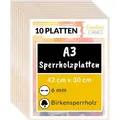 Creative Deco Bastelnaturmaterial Sperrholzplatte 6mm Birkensperrholz Dünne Holz-Zuschnitte, (10-tlg), Perfektes Blatt für Laubsäge, Brandmalerei, Laserschnitt 30 cm x 42 cm