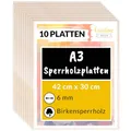 Creative Deco 10 x A3 Sperrholzplatte 6mm | 420 x 300 (+/- 2) mm | Birkensperrholz Dünne holz-Zuschnitte | Perfektes Blatt für Laubsäge, Brandmalerei, Laserschnitt, CNC Router, Durchbrochenes