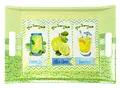 Lashuma Melamin Tablett gelb grün, Design: Zitrone, Italienisches Küchentablett eckig 38x27 cm