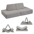 XDREAM Spielsofa mit weichem Kordbezug | Abenteuersofa für Kinder zum Spielen, Bauen und Ausruhen | Waschbarer Bezug, Robust und Langlebig | Sofa Öko-TEX®| Kinderspielsofa grau