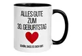 Momentals Tasse 30. Geburtstag Mann Frau – „Alles Gute“ – Geburtstagsgeschenk, Gratis Versand · Links-&Rechtshänder · Spülmaschinenfest