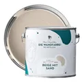 MissPompadour abwaschbare Wandfarbe Beige mit Sand 2,5L - hohe Deckkraft & Ergiebigkeit - matte, scheuerbeständige Innenfarbe - geruchsarm, wasserbasiert, atmungsaktiv - Die Nützliche