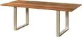 MASSIVMOEBEL24 Esstisch Akazie 260x100x76 natur lackiert / Epoxid schwarz, U-Beine silber matt EPOXY