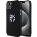 DKNY Flüssigsilikon-Metalllogo-Hülle für iPhone 15, Schwarz