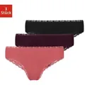 SNOCKS Brasilslip Damen Slip Unterhose (3-St., 3 Stück) aus Bio-Baumwolle mit Spitze, bequem und elegant grün|rot|schwarz L