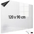 infactory Magnetfolie: Magnetische Whiteboard-Folie, selbstklebend, 4 Marker, 120 x 90 cm (Magnetfolie Kühlschrank, Whiteboard Folie abwischbar, Stifte)