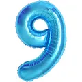 Geburtstag zahlen luftballon 9 jahre | Folienballon 9 Kindergeburtstag Deko XXL Blau-Riesen Folienballon in 40" - 101cm Geburtstagsdeko - Ballon Zahl Deko zum Geburtstag - fliegt mit Helium