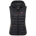 Geographical Norway Steppweste Damen Steppweste mit Kapuze Frühlings sportlich Übergangs Weste Herbst schwarz XXL (44)