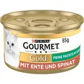 Gold Feine Pastete mit Gemüse Katzenfutter nass, mit Ente und Spinat, 12er Pa...