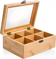 Wenco Teebox mit fächern für teebeutel Tee Organizer, Bambus, (9cm x 22cm x 16cm), Teebeutel Aufbewahrungsbox