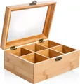 WENCO Teebox Premium Mit 6 Fächer, 21,7 x 16 X 9 CM, aus Bambus, Dunkelbraun