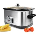 Syntrox Germany Slow Cooker Digital 7,5 Liter 320W mit Warmhaltefunktion - Silber