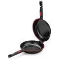 BRA Dupla Premiere | Doppelte Kartoffel-Omelette-Bratpfanne, 26 cm Durchmesser, Aluminiumguss, dreifache Antihaftschicht, 100 % PFOA-frei, für all... - Schwarz/Rot