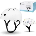 LIONELO Schutzhelm für Kinder Helmet verstellbar 50-56 cm, Kinnschutz, Intertek er Helm für Mädchen und Jungen, Größe S - Weiß